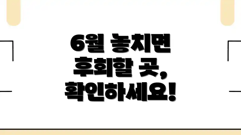 6월 놓치면 후회할 곳, 확인하세요!