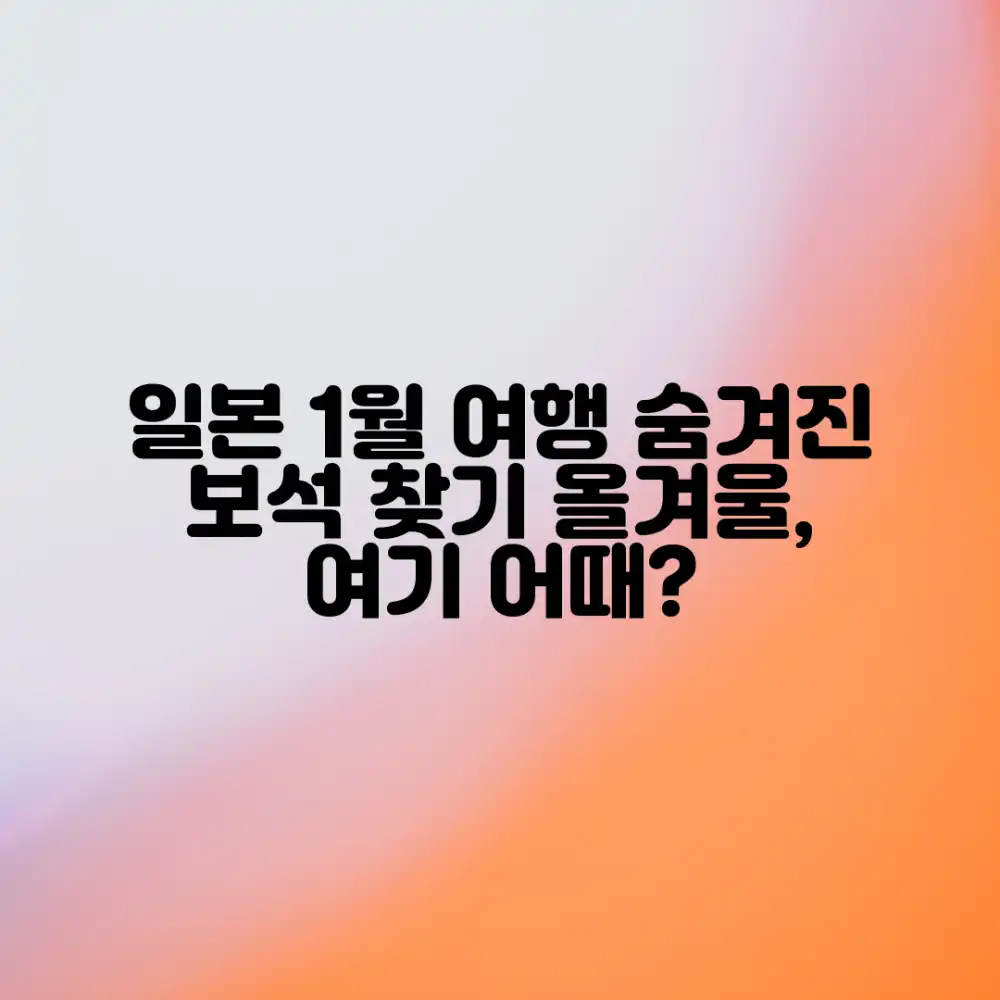 일본 1월 여행지, 어디가 좋을까요?